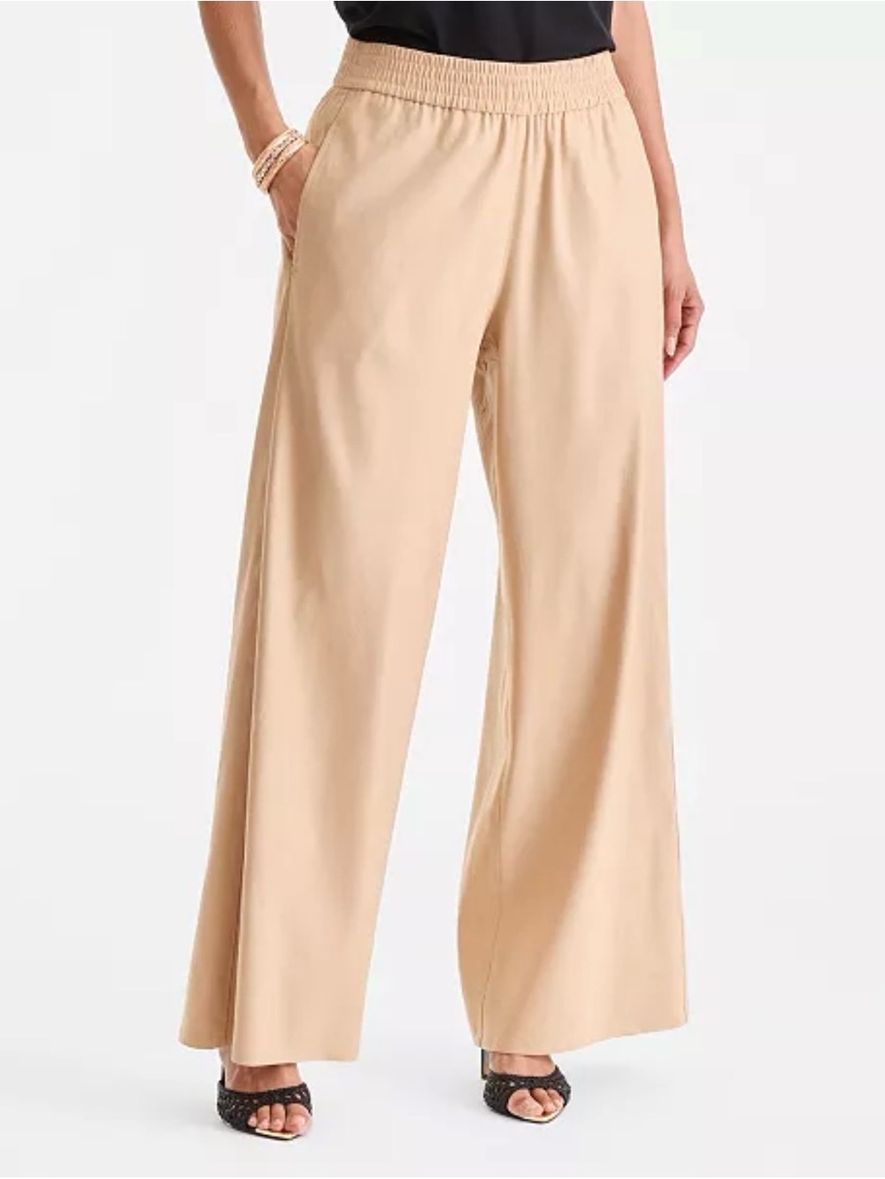 New International concepts Wide Leg linen Pants in Beige size large